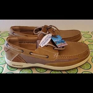 Margaritaville Mens Sz 13 Boat Dock Shoes Lace Up Loafer Light Tan Brown Slip On